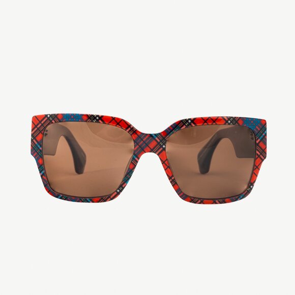 Vivienne Westwood Sun RX 01 Red-Tartan Square Sunglasses - Picture 2 of 10